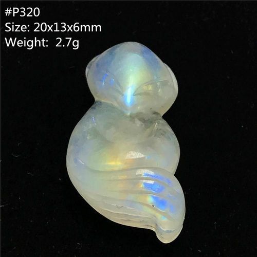 Collier Pendentif En Pierre De Lune Naturelle, Bijoux En Cristal Pour Femmes Et Hommes, Perles Sculptes En Renard Jaune Et Bleu Clair, Pierre Prcieuse Aaaaa