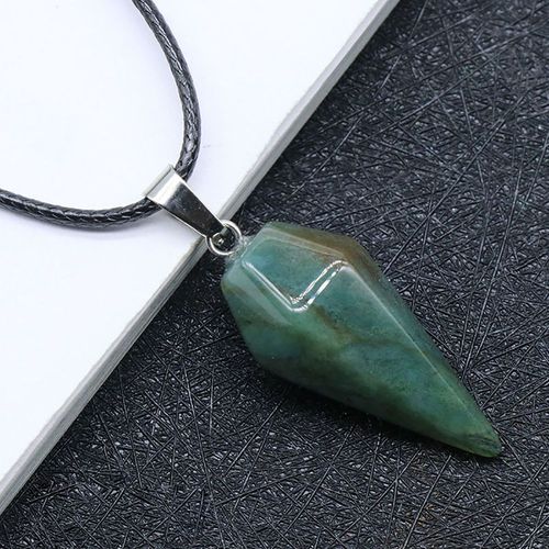 Collier Pendentif En Pierre Naturelle Pour Femme, Obsidienne, Yste D'atterrissage, Opale, Cne Hexagonal, Pendule Vintage, Pierre Prcieuse, Taille 14,5x30mm, Nouveau, 2022