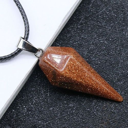 Collier Pendentif En Pierre Naturelle Pour Femme, Obsidienne, Yste D'atterrissage, Opale, Cne Hexagonal, Pendule Vintage, Pierre Prcieuse, Taille 14,5x30mm, Nouveau, 2022