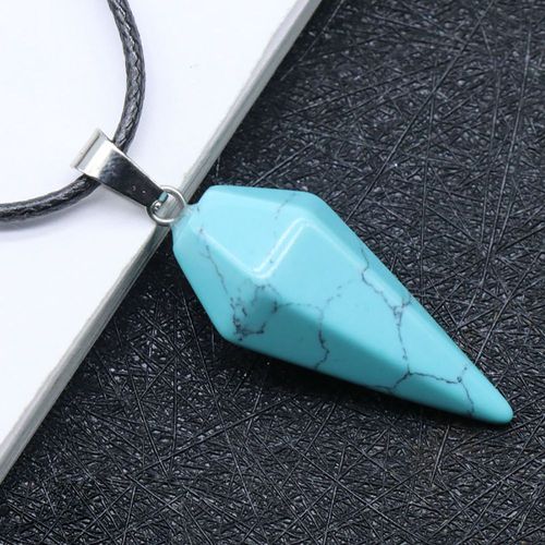 Collier Pendentif En Pierre Naturelle Pour Femme, Obsidienne, Yste D'atterrissage, Opale, Cne Hexagonal, Pendule Vintage, Pierre Prcieuse, Taille 14,5x30mm, Nouveau, 2022