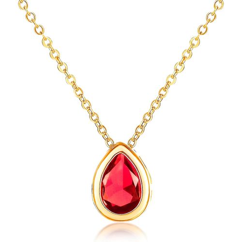 Collier Pendentif En Poire Pour Femme Et Adolescente, Colliers Couleur Argent Ou Or Avec Une Pierre De Couleur Ou Blanche En Goute, Mignon Petite Collier En Solitaire Avec Ecrin Cadeau