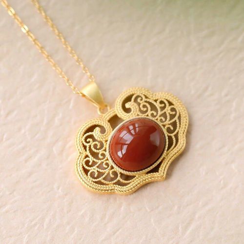 Collier Pendentif En Porcelaine Calcdoine  Bride Naturelle, Original, Rtro, Mode Simple, Style Chinois, Bijoux En Argent Pour Femmes