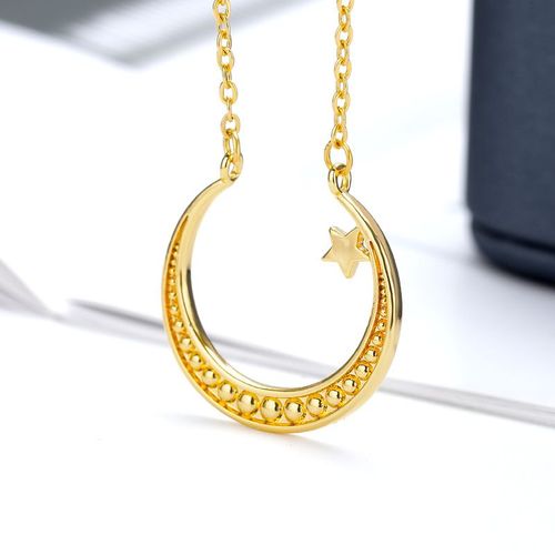 Collier Pendentif toile De Lune Douce Et Mignonne Femme Collier De Chane De Clavicule Douce Au Clair De Lune Blanc Lvn2521