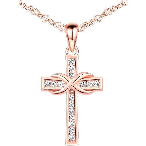 Collier Pendentif Femme Fille, Collier En Argent 925, Collier Croix Et Symbole D'infini lgant, Zircon Incrust, Pendentif Croix Unique, Argent, Or Rose, Or