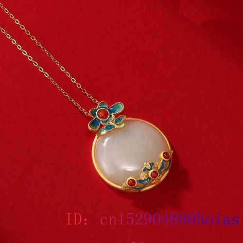 Collier Pendentif Fleur De Jade Blanc En Cristal Calcdoine Chinoise, Bijoux, Breloque En Argent 925, Amulette En Zircon Naturel  La Mode Pour Femmes