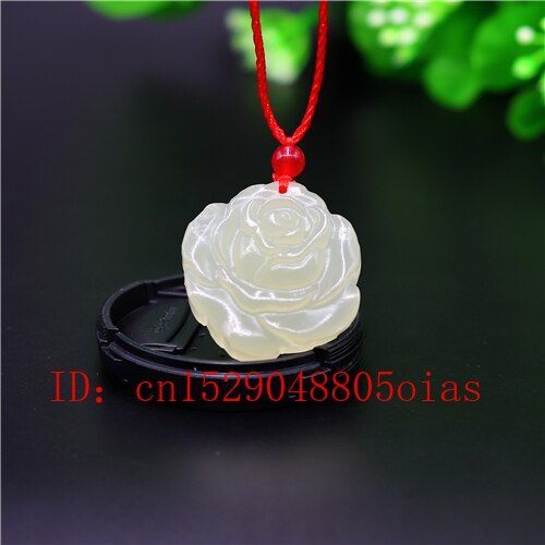 Collier Pendentif Fleur De Rose Jade Chinois Naturel, Bijoux  Breloques, Amulette Sculpte, Cadeaux  La Mode Pour Femmes Et Hommes