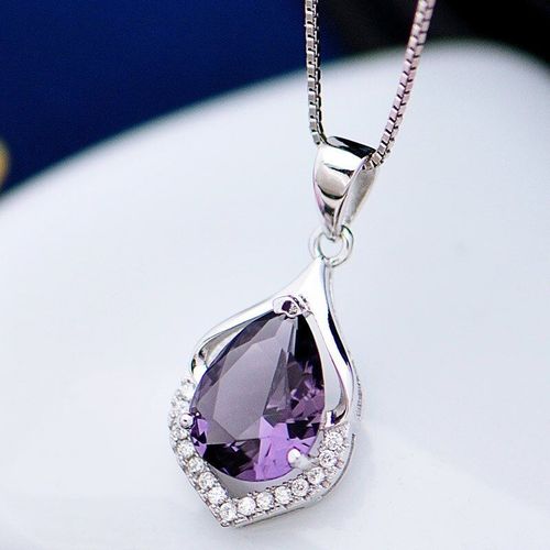 Collier Pendentif Goutte D'eau En Cristal Violet, lgant, De Luxe, Accessoires De Chane De Clavicule De Mariage, Cadeau De Fte  La Mode