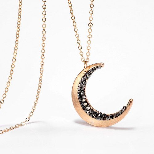 Collier Pendentif Lune En Cristal Noir Pour Femmes, Exquis, lgant, Mode, Bijoux De Mariage, Charmant, Accessoire De Fte, Cadeaux
