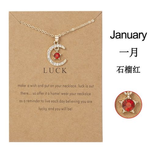 Collier Pendentif Lune toile, Carte De VUx Pour Femmes, Pierre De Naissance En Cristal, Chane De Clavicule, Bijoux D'amiti, Cadeaux D'anniversaire, Nouveau Style