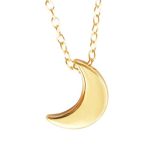 Collier Pendentif Lune Simple Et Uni, Long Collier En Alliage, Bijoux Cadeau (Or)