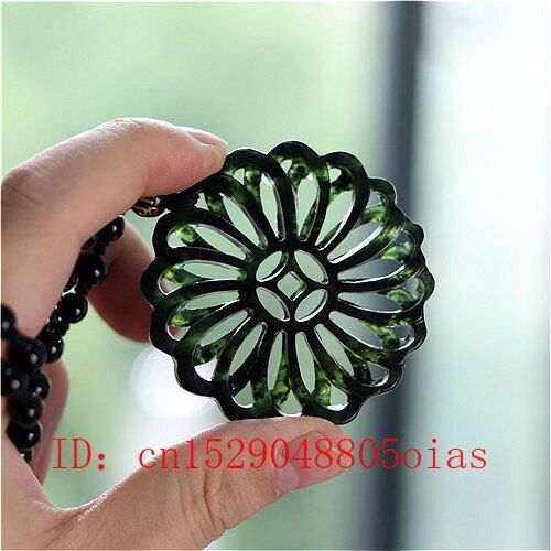 Collier Pendentif Moulin  Vent En Jade Naturel Chinois, Amulette Sculpte Double Face, Noir Vert, Bijoux  Breloques, Cadeaux Pour Hommes