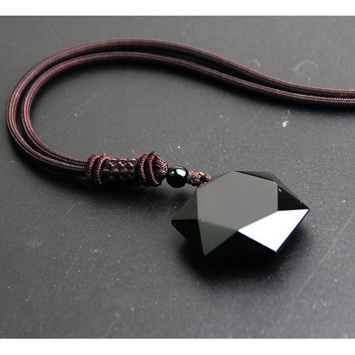 Collier Pendentif Obsidienne Noire, Pendentif toile De Rongde, Bijoux Porte-Bonheur En Cristal Avec Corde Gratuite, Livraison Directe