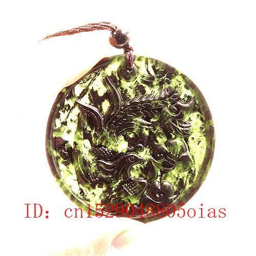 Collier Pendentif Phnix En Jade Vert Noir Chinois, Accessoires En Obsidienne, Breloque, Bijoux Amulette Sculpte, Cadeaux Pour Femmes Et Hommes