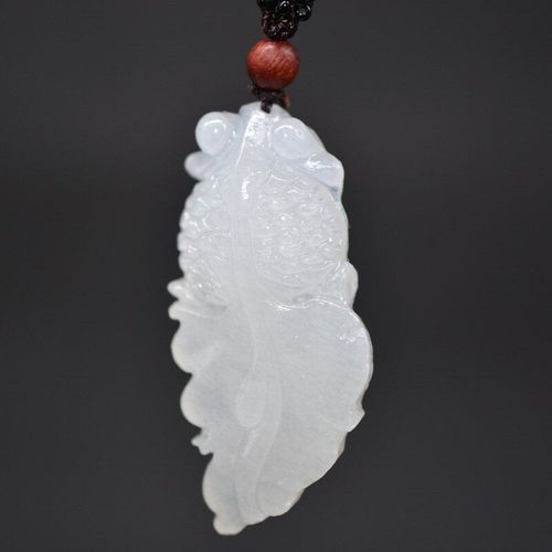 Collier Pendentif Poisson Rouge En Jade Blanc, Amulette En Pierre De Jade Avec Chane Pour Hommes Et Femmes, Livraison Directe