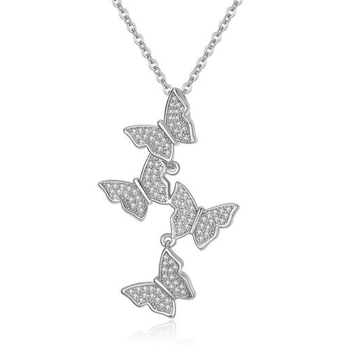 Collier Pendentif Quatre Papillons  La Mode Corenne Pour Femmes, Charmant Collier De Mariage En Or Rose, Chane De Clavicule, Bijoux Exquis, Cadeaux