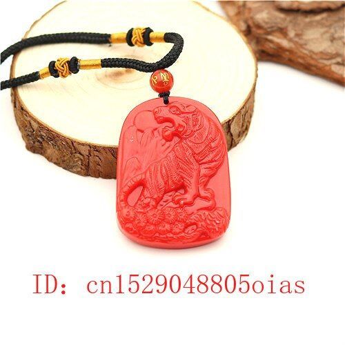 Collier Pendentif Tigre En Pierre De Jade Corail Rouge Naturel, Bijoux En Jade Chinois, Amulette Sculpte, Breloque, Cadeaux Pour Femmes Et Hommes