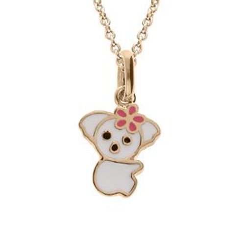 Collier Plaqu Or Pendentif Koala Rsine Blanche 36+2cm