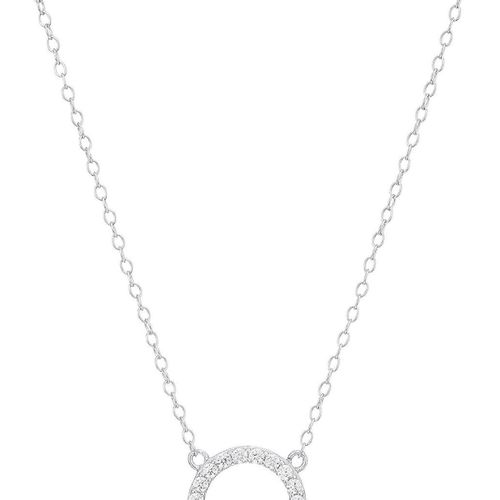 Collier Pour Femme En Oxyde De Zirconium  Cercle Ouvert De 40,6 Cm Avec Pendentif D'extension De 5,1 Cm. Klb