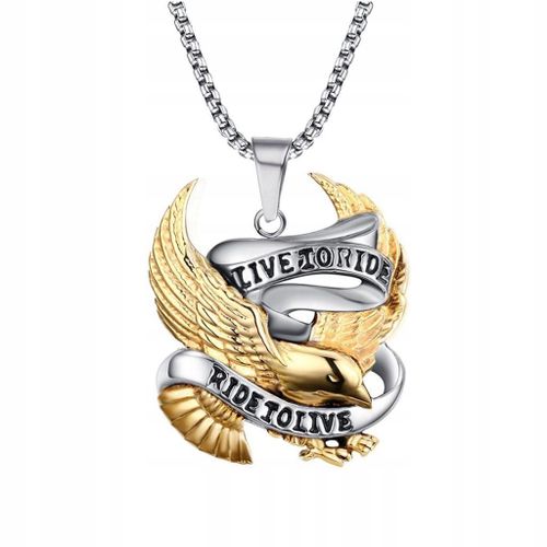 Collier Punk En Acier Inoxydable Avec Pendentif Aigle Ride To Live Pour Homme