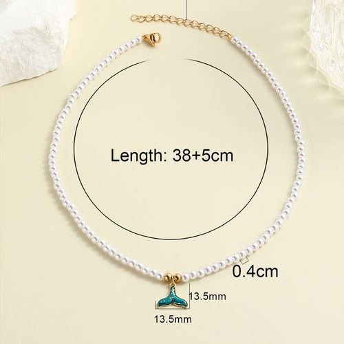 Collier Queue De Poisson Color Ocan Pour Femme, Perle, Acier Inoxydable, Document Or, Livraison Gratuite, Beau