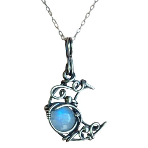 Collier Ras Du Cou Avec Pendentif En Forme De Cube Pour Femmes, Chane En Argent Et Lune, Pierre De Lune, Clavicule, 2021
