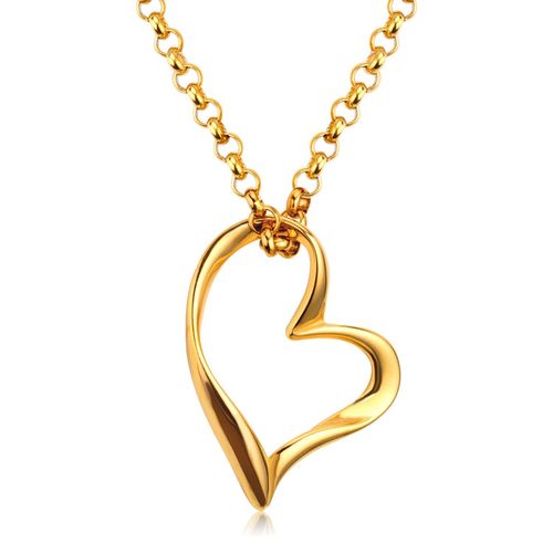 Collier Ras Du Cou Avec Pendentif En Forme De CUr Dor, Accessoires En Acier Inoxydable, Chane  Maillons Longs, Colliers, Cadeau De Nol