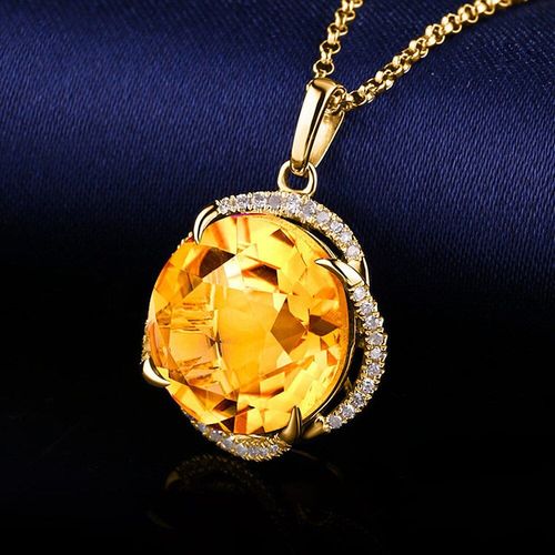 Collier Ras Du Cou En Cristal De Citrine Jaune Pour Femmes, Bijoux lgants Avec Pendentif En Diamant, Couleur Or 18k, Cadeaux