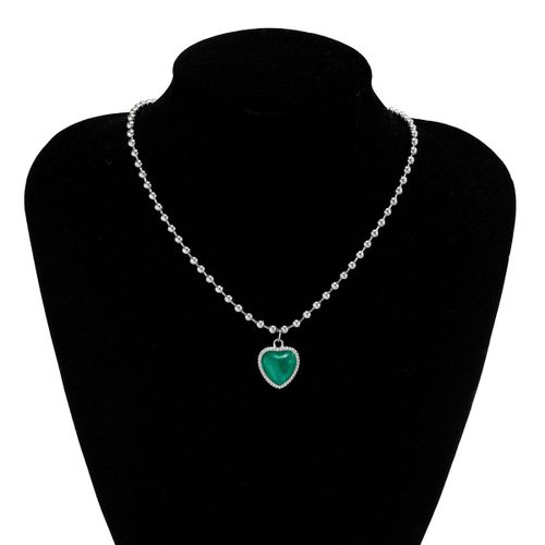 Collier Ras Du Cou En Titane Et Acier Pour Femmes, Minimaliste, Simple, Pendentif En Forme De CUr, Couleur Argent, Vert, Bijoux