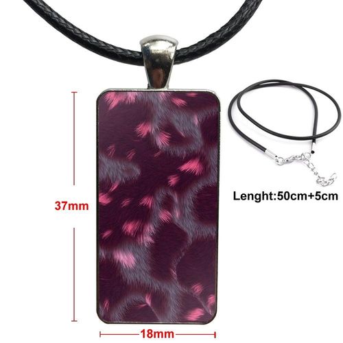 Collier Ras Du Cou Pour Femmes Et Filles, Fait  La Main, Motif De Fourrure Rose, Cabochon En Verre, Pendentif Rectangle, Bijoux  La Mode