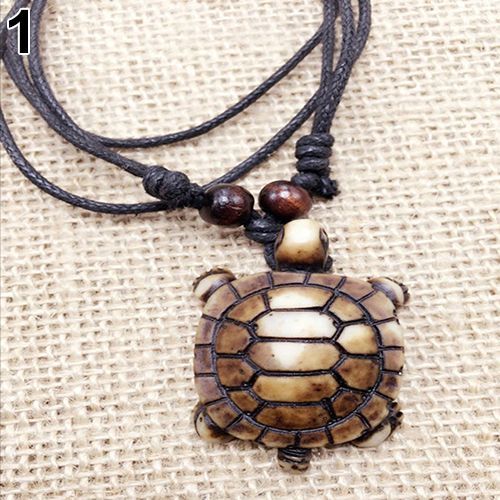 Collier Rtro En Faux Os Pour Hommes, Pendentif  Motif De Tortue, Bijoux Multicouches