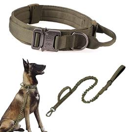 Collier tactique militaire pour chien,laisse rétractable Durable pour  animaux de compagnie,moyen et grand gabarit,accessoire d'entraînement de  berger allemand - Type Green Set-L Neck 45-55CM