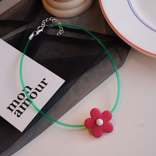 Collier Transparent Avec Pendentif En Forme De Bouton De Fleur, Pour Femmes Et Filles, Color, Mignon, Cadeaux, Ras Du Cou, Bijoux  La Mode, Nouveau