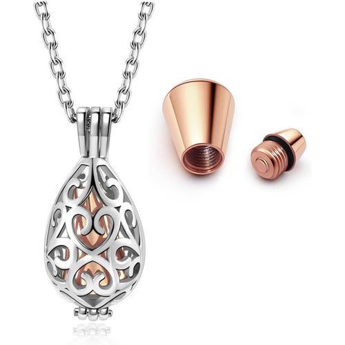 Collier Urne Funraire En Acier Inoxydable Avec Pendentif En Forme De C?ur Creux En Forme De Larme Pour Cendres - Avec Entonnoir