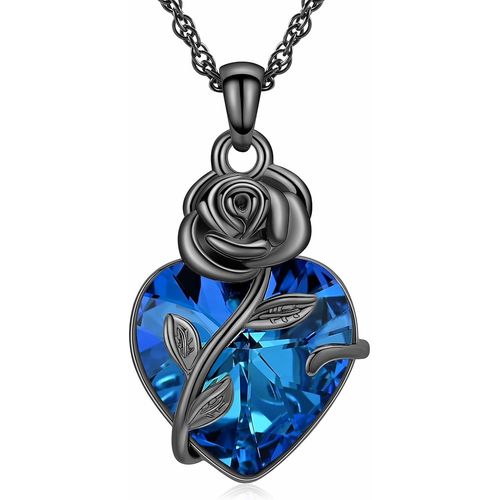 Collier Urne Funraire En Forme De C?Ur Et De Fleur De Rose Pour Cendres, Bijoux Pour Femmes Et Hommes, Pendentif Commmoratif Pour Cendres Humaines