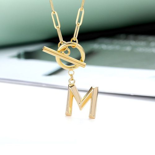 Colliers  Fermoir  Bascule En Acier Inoxydable Pour Femmes, Lettre En Or, Chane paisse,  Boucle Ot, Bijoux Cadeau De Nol, A-Z