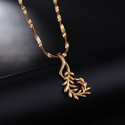 Colliers De Dclaration En Forme De Branche D'olive Pour Femme, Pendentifs Ras De Cou, Chane Ondule, Bavoir Rempli D'or Jaune, Bijoux pais