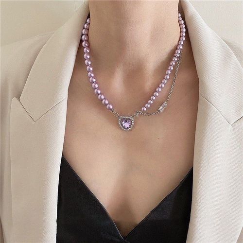 Colliers En Cristal Violet Pour Femmes, Mode Corenne, CUr, lgant, Collier De Perles Violettes, Bijoux Cadeaux
