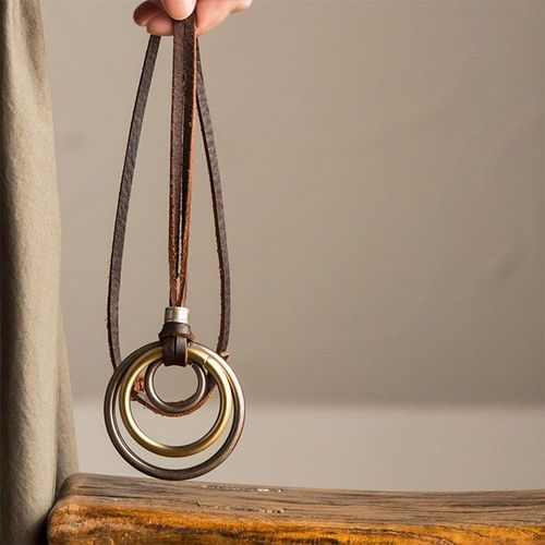 Colliers Et Pendentifs Vintage Style Bohmien Pour Femmes, Accessoires De Bijoux Faits  La Main, Long Collier En Cuir, Bronze, Maxi, 2016x1