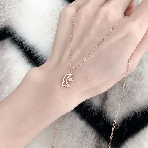 Colliers Ras Du Cou Pour Femmes, Chane  Maillons Rglables, Couleur Or Rose, Pendentifs toile Lune, Bijoux De Dclaration Dz608