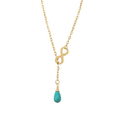 Colliers Style Bohmien Avec Pendentif En Pierre Naturelle Pour Femmes, Bijoux Vintage En Forme De Goutte D'eau, Bleu Blanc, Amour Infini,  La Mode