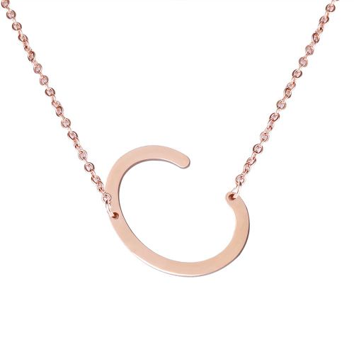 Colliers Tendance En Acier Inoxydable Avec Pendentif En Forme D'alphabet, Or Rose C
