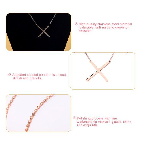 Colliers Tendance En Acier Inoxydable Avec Pendentif En Forme D'alphabet, Or Rose X