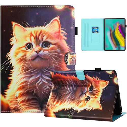 Color En Pu De Coque Samsung Galaxy Tab S5e 2019 10.5 Pouce, Color Et Joli Motif, tui  Rabat Pour Tablette Tab S5e/Sm-T720 Avec Support Adapt Aux Films, Chat[Coq5188125]