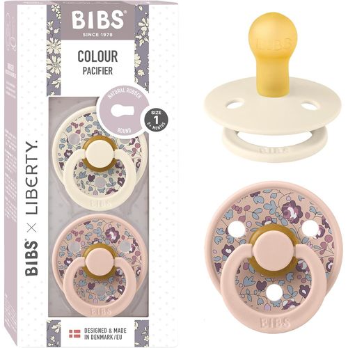 Colour Liberty Ttine. Lot De 2 Sucettes. Sans Bisphnol A, Tterelle Ronde. Latex De Caoutchouc Naturel, Fabriqu Au Danemark, Taille 1 (0-6 Mois), Elo Blush