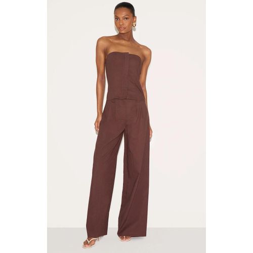 Combinaison Bustier De Tailleur Large En Effet Lin Mlang Chocolat, Chocolat