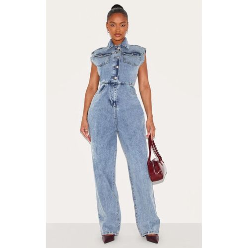 Combinaison En Jean Dlav Bleu Javlis Sans Manches, Bleu Javlis