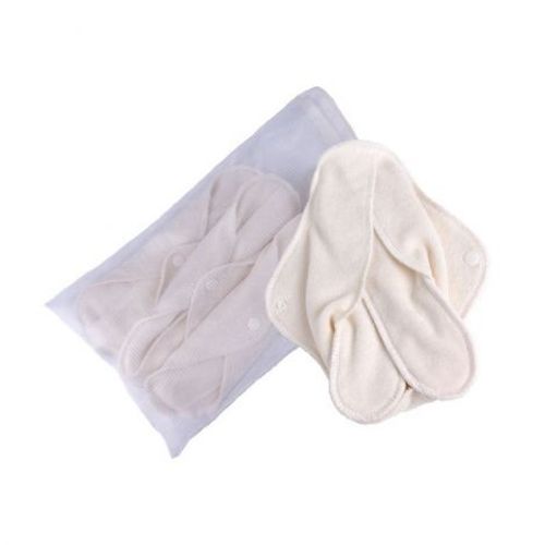 Lot 5 Serviettes Hyginiques Lavables Et 10 Inserts En Coton Bio Avec Filet De Rangement Popolini