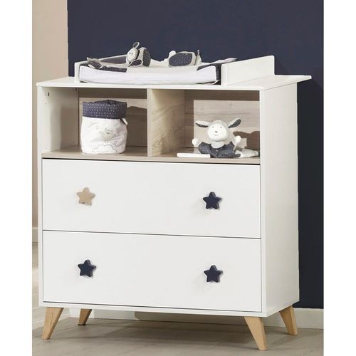 Commode 2 Tiroirs 2 Niches Boutons toile