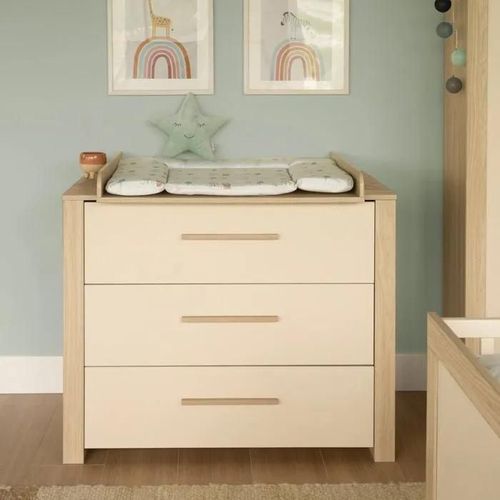 Commode  Langer volutive Roba - Momo - 3 Tiroirs  Fermeture Douce - Extension  Langer Amovible - Cashmere - Chne Tristan