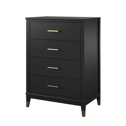 Commode Avec 4 Tiroirs En Effet Bois Noir
